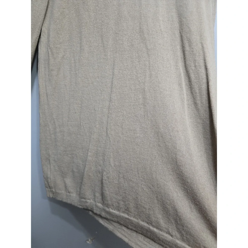 Henri Bendel Classics Tan Beige Extrafine Merino Wool Crewneck Sweater Womens M